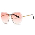 AEVOGUE Sunglasses For Women Oversized Rimless Diamond Cutting Lens Sun Glasses AE0534 - color: Gold&pink
