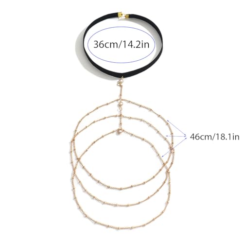 Gold Pearl Thigh Chain Layered Sexy Leg Wrap Garter Belt Boho Beach Body Chain Jewelry Bikini Thigh Accessory for Women - color: Gold