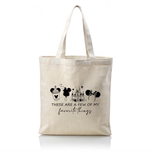 Canvas Tote Bag Aesthetic for Women,Reusable Canvas Cute Shoulder Bag for Grocery, Shopping, Beach & Daily Use - color: Favorite Things
