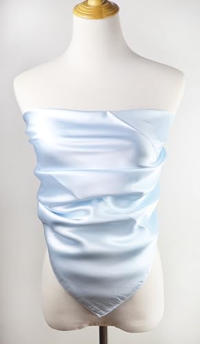 vabovin Satin Head Scarf for Women Solid Color, 35×35 in | Silk Feel Neckerchief, Hair Scarf, Fashion Bandana, Headscarf, Headband, Hair Wrap Sleeping, Daily Fashion Styling - color: 225 Light Blue