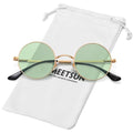 MEETSUN Small Round Polarized Sunglasses for Men Women Metal Retro Hippie Circle Sun Glasses Driving Festival Cosplay UV400 - color: Gold / Green