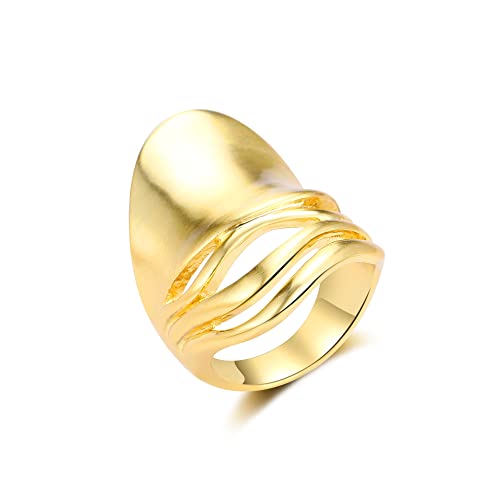 Chunky Rings for Women Gold and Silver Statement Rings Mask Dome Gold Plated Fashion Band Ring Cocktail Costume Jewelry Gift - style: Mask Gold