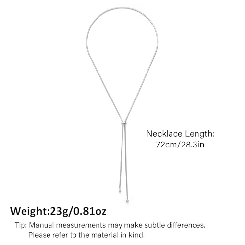 Gold Silver Necklace for Women Y Chain Adjustable Gold Long Necklaces Fashion Dainty Jewelry - color: silver A