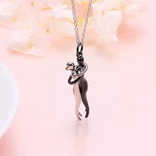 FLYOW S925 Sterling Silver Best Friend Couple Pendant Friendship Sun Moon Lotus Yin Yang Matching Bff Necklace for Women Jewelry - style: Hug