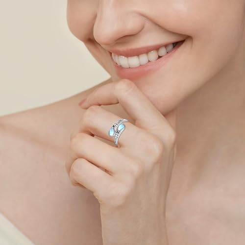 Moonstone Ring for Women 925 Sterling Silver Adjustable Open Ring Boho Statement Jewelry Gift for Her - style: Cross Open Ring