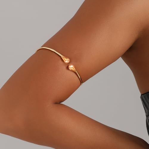 YVVLEE 3Pcs Arm Cuff for Women Open Upper Coil Bangle Bracelets Armlet Gold Silver Adjustable Armband Arm Bracelet Set - color: A