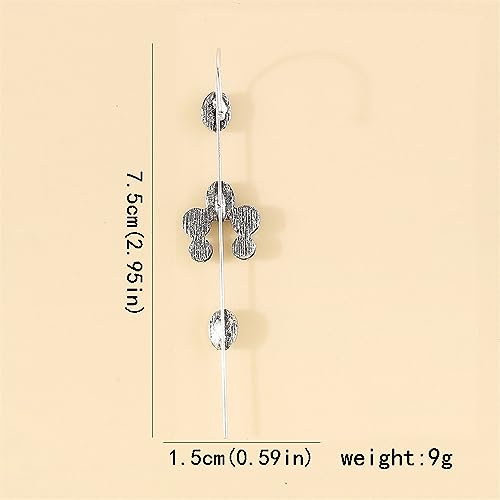 Turquoise Ear Wrap Crawler Hook Stud Earrings for Women Girls Silver Plated Blue Birthstone Flower Long Bar Piercing Ear Cuffs Boho Statement Earrings Bohemian Indian Bollywood Wedding Birthday Christmas Jewelry Gifts - style: U Shaped