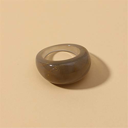 Set Resin Colorful Wide Thick Dome Knuckle Finger Stackable Joint Ring Retro Acrylic Transparent Vintage Jewelry Party Elegant Handmade Gift Diameter 18mm Stylish Bold - color: Transparent