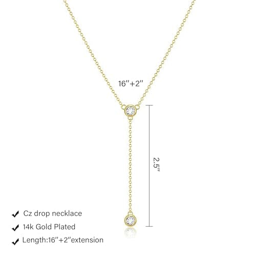 Luxval Diamond Pendant Gold Necklace for Women，Dainty 18k Gold Plated Choker Necklaces Simple Gold Jewelry Gifts for Women Girls - color: Gold-Y CZ Necklace