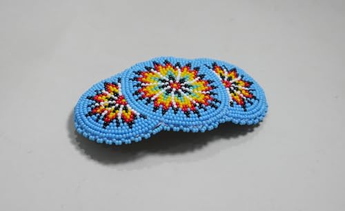 Beaded Hair Clips Native American Style Handmade Collection (Pattern 16H (Skyblue)) - color: Pattern 16H (Skyblue)
