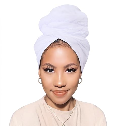 Head Wraps for Black Women African Head Wrap Lightweight for Women Long Plain Turban Hair Scarf Scarves - color: 1 Pc-white