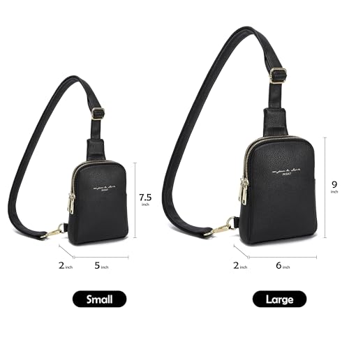 INICAT Women's Small Sling Bag, Lightweight Everyday Vegan Leather Crossbody Purse for Daily Essentials and Travel Light - color: Black, size: Large