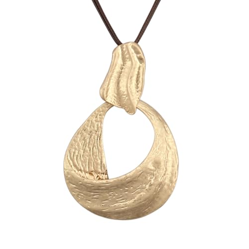 JAOYU Bohemian Necklaces for Women Leather Necklace Wood Pendant Choker Long Brown Necklace Chunky Circle Boho Hippie Jewelry - style: Boho Necklace Women