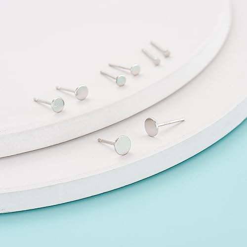 925 Sterling Silver Dot Stud Earrings | Small Simple Round Disc Stud Earrings | Tiny Flat Circle Hypoallergenic Cartilage Tragus Piercing Earrings Gifts for Women Men 2mm 3mm 4mm 5mm - color: #1 white gold-3/4/5mm