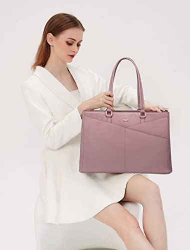 LOVEVOOK Laptop Tote Bag for Women 15.6 Inch Waterproof Leather Computer Bags Women Business Office Work Bag Briefcase Light Purple - color: Light Purple 15.6 Inch, size: 15.6 inch