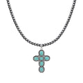 coadipress Navajo Pearl Necklace Western Jewelry for Women Boho Beaded Choker Necklaces Vintage Turquoise Pendant Cowgirl Necklace - style: Cross