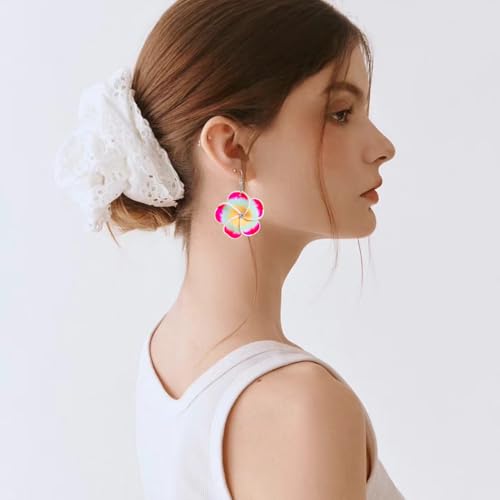 4 Pairs Tropical Bohemian Dangle Earrings For Women Hawaii Plant Daisy Flower Drop Earrings Set - color: style-4
