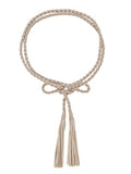 TeeYee Women Girls Braided Waist Tie Belt/Rope with Tassel Wrap Cloth Belts for Dress Pants - color: Khaki, size: 63inch