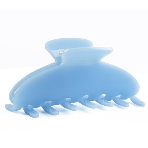 MAORULU Cute Claw Clip for Women – 4.3'' Large Acetate Hair Clips for Thick Thin Curly Long Hair, Durable Hair Clamps Non-slip Jaw Clip, Strong Hold, Stylish French Design (Blue) - color: Blue