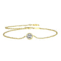 NOKMIT Solid 925 Sterling Silver Bracelets for Women, Dainty Interlocking Circles Cubic Zirconia Adjustable Chain Bracelet, Trendy Stackable Link Bracelets, Simple Cute Jewelry Gifts - color: Gold Bezel-Set CZ