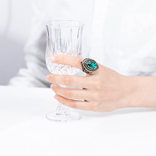Women Ring - 32mm Turkish Style Gemstone Women Jewelry J0769 - color: Green