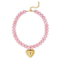 WOWORAMA Chunky Heart Necklaces for Women Colorful Resin Beaded Choker Necklace Gold Puffy Heart Statement Necklace Trendy Acrylic Choker Jewelry - color: Pink