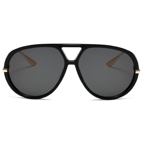 Trendy Oversized Pilot Sunglasses Women For Men Round Sun Glasses Vintage Big Frame Shield Shades Men Punk Sunglasses - color: C1