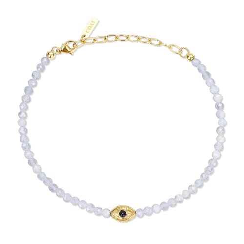 COAI Evil Eye Anklet for Women, Summer Waterproof Anklet for Women Lapis Lazuli Moonstone Black Tourmaline Ankle Bracelet - style: Moonstone