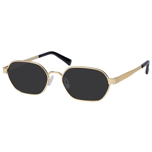 mosanana Trendy Retro Hexagon Sunglasses for Women Metal MS52593 - color: C1 Gold/Grey