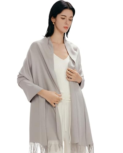 maamgic Women's Winter Scarf Soft Warm Scarf for Women Cozy Shawl Wraps for Women Lightweight Pashmina Style Wrap - color: Solid Silver Gray