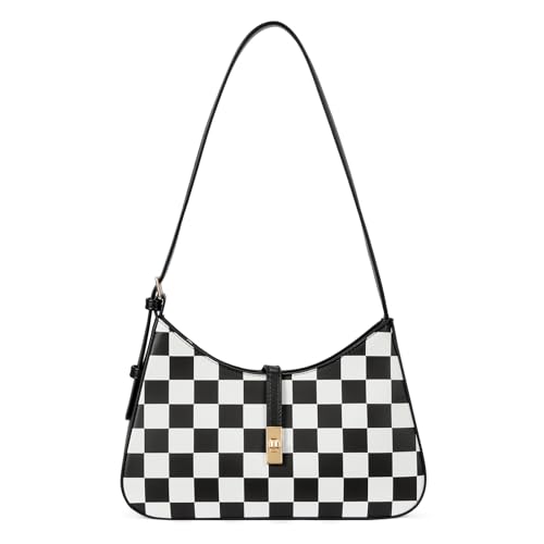 CLUCI Checkered Purses for Women, Shoulder Bag, Handbag Hobo Bags Vegan Leather Crossbody Purse with Adjustable Strap - color: B-checkerboard-small