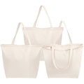 Segarty Canvas Tote Bag with Zipper, 3 Pack 18x15 Blank Canvas Bags for Women, Reusable Tote Bags Aesthetic with Natural Cotton Cloth Shoulder Strap, Bulk for DIY Grocery Beach Travel Gift - size: 18"x15"x4.7", style: Beige_3pcs