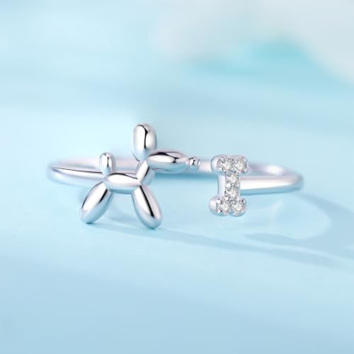 Rings for Women Butterfly Ring 925 Sterling Silver Rings Adjustable Promise Open Ring for Women Couple Wedding Engagement Jewelry Gifts - style: Balloon Dog Open Ring