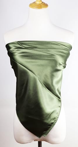 vabovin Satin Head Scarf for Women Solid Color, 35×35 in | Silk Feel Neckerchief, Hair Scarf, Fashion Bandana, Headscarf, Headband, Hair Wrap Sleeping, Daily Fashion Styling - color: 206 Army Green