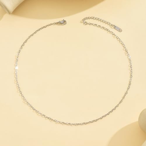 NONAMOIS Gold Chain Necklace for Women Dainty 18K Gold Plated Thin Satellite Beaded Turquoise Necklace Simple Layered Boho Jewelry Christmas Gifts - color: Heart Chain-White Gold
