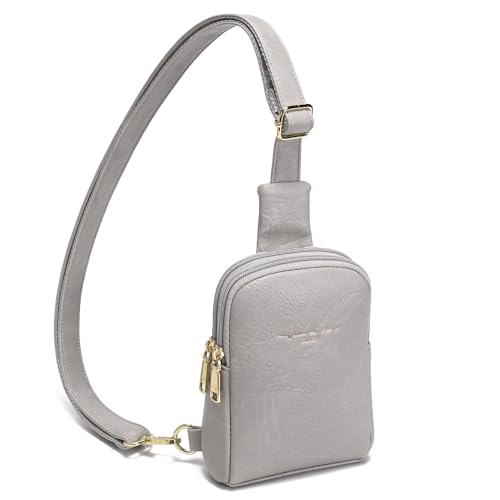 INICAT Women's Small Sling Bag, Lightweight Everyday Vegan Leather Crossbody Purse for Daily Essentials and Travel Light - color: Grey Stone, size: Small