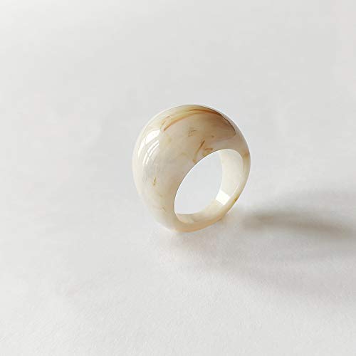 Set Resin Colorful Wide Thick Dome Knuckle Finger Stackable Joint Ring Retro Acrylic Transparent Vintage Jewelry Party Elegant Handmade Gift Diameter 18mm Stylish Bold - color: 6pcs-2