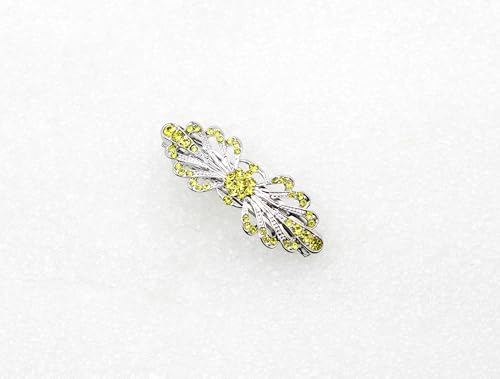 Faship Citrine Yellow Small Mini Floral Hair Barrette Clip - color: Yellow / Citrine color