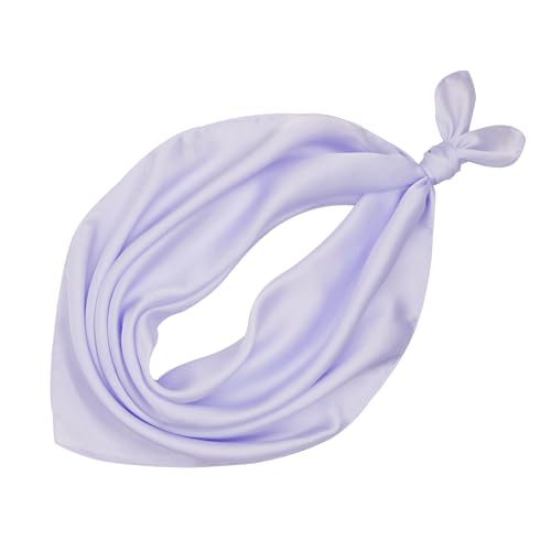 vimate Head Scarf for Women Hair 27'' Square Satin Silk Feeling Bnadana Neck Scarf Handbag Accessories Etc - color: C83#. Light Purple