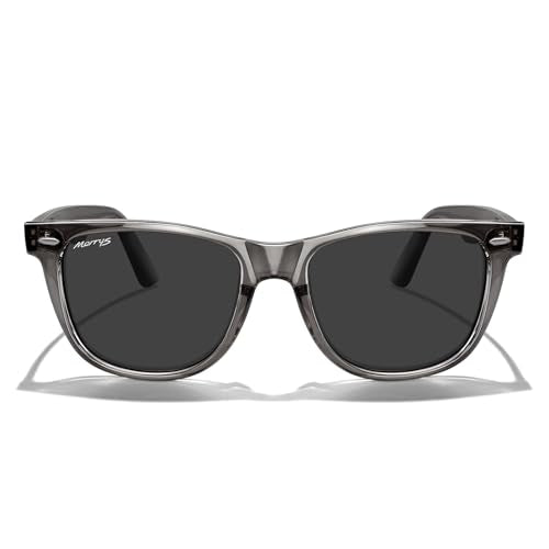 MERRY'S Classic Square Shape Polarized Sunglasses for Womens Mens Retro Designer UV400 Sun Glasses S6140 - color: Grey&tra Frame/Black Lens