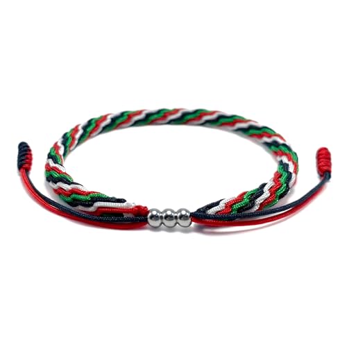 LAMIBEE Country Pride, Country Flag Code Bracelet, Protection and Lucky Sufer String Bracelet, Tibetan Wrist Wrap Bracelet, Boho Style Rope Bracelet for Women, Men, String Thread Bracelets - color: Palestine Bracelet