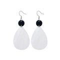 Elisheva Bohemian Lightweight Mother of Pearl Shell Drop Dangle Earrings for Women, Boho Chic Hippie Waterdrop Statement Jewelry Gift - color: black and white