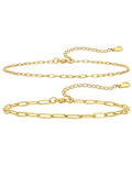 ChainsHouse Ankle Bracelets for Women, Stainless Steel Chain Anklets Waterproof, Women Summer Beach Jewelry Gift, Come with Box - color: 02. 2Pcs-(2+3mm)-Paperclip-14K Gold