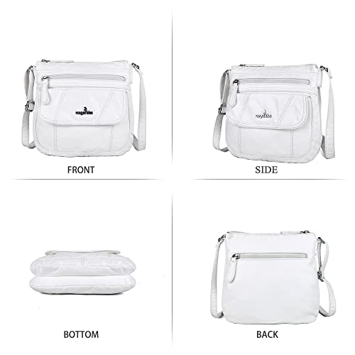 Angelkiss Small Womens Crossbody Bag Leather Shoulder Purse for Women Hobo Bag with Adjustable Shoulder Strap - color: 87white