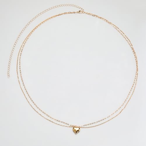 Belly Waist Chain Beads Layered Belly Chains Gold Plated Sexy Bikini Body Chain Adjustable Jewelry for Women - style: D-big heart
