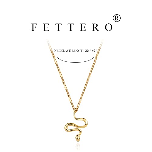 Fettero Animal Necklaces for Women 14K Gold Plated Charm Snake Necklace Elephant Bird Cat Butterfly Pendant Cute Dainty Necklace Jewelry - style: Snake-B