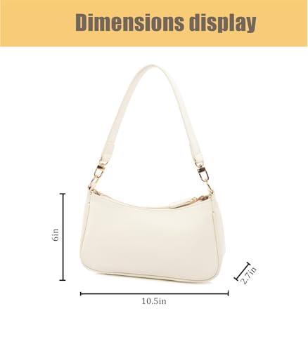 Shoulder Bag for Women with 2 Removable Straps and Zipper Closure Crossbody Bags Clutch Tote HandBags Purses | with 2 Removable Straps - color: Beige