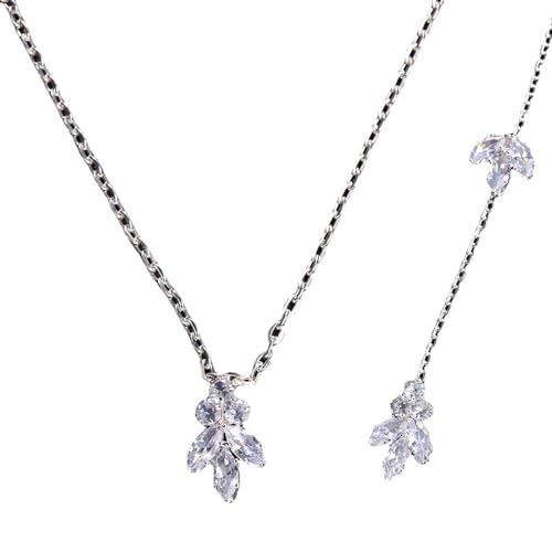 Simple Crystal Flower Back Chain Body Jewelry for Women Sexy Rhinestone Body Chain Necklace Bridal Wedding Backdrop Jewelry for Backless Dress - color: Silver