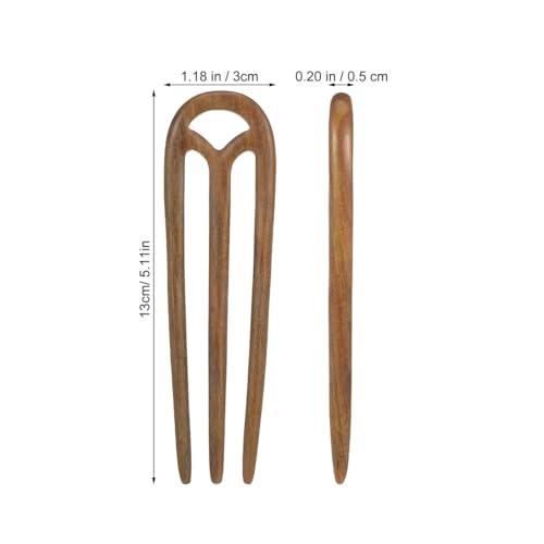 Beaupretty Sandalwood Hair Stick Vintage Chinese Style Wood Hair Fork for Bun Holder Chopstick Accessory for Wedding Party Prom Women and Teens 5.11 in - color: Khaki