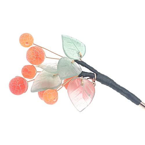 Orange Agate Hairpin Hair Stick Kanzashi for Kimono Hanfu Bride Ancient Costume Hair Accessories Cosplay Gift